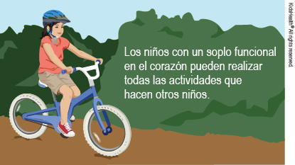Niña montando en bicicleta. Los niños con un soplo funcional en el corazón pueden realizar todas las actividades que hacen otros niños.